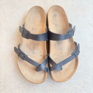 Birkenstock Mayari Womens EU 39 US 8/8.5 Black Leather Comfort Toe Sandals Slide